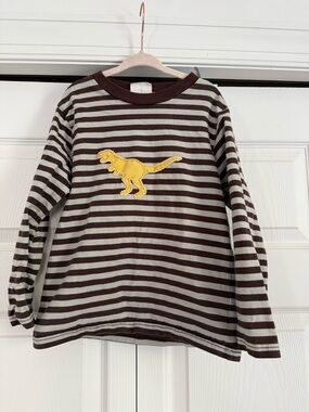 mini boden dinosaur striped shirt